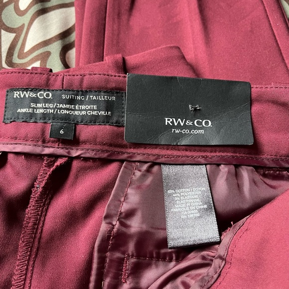 New RW&CO size 6 slim leg/ankle length dress pants - Picture 2 of 3